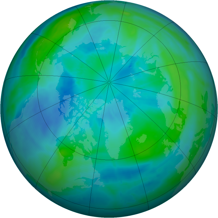 Arctic ozone map for 01 October 2008